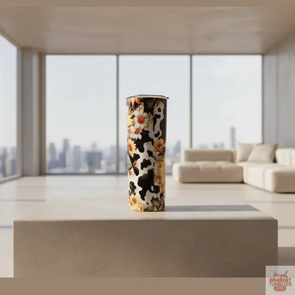 Sunflowers W/ Cow Design 20oz Tumbler - Dis An Dat Tumbler Store