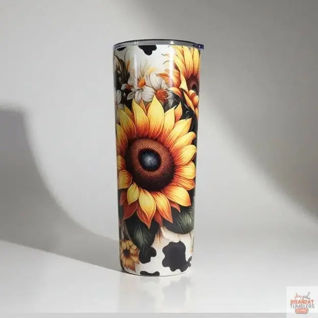Sunflowers W/ Cow Design 20oz Tumbler - Dis An Dat Tumbler Store