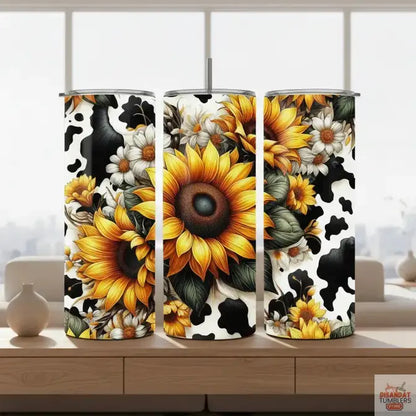 Sunflowers W/ Cow Design 20oz Tumbler - Dis An Dat Tumbler Store