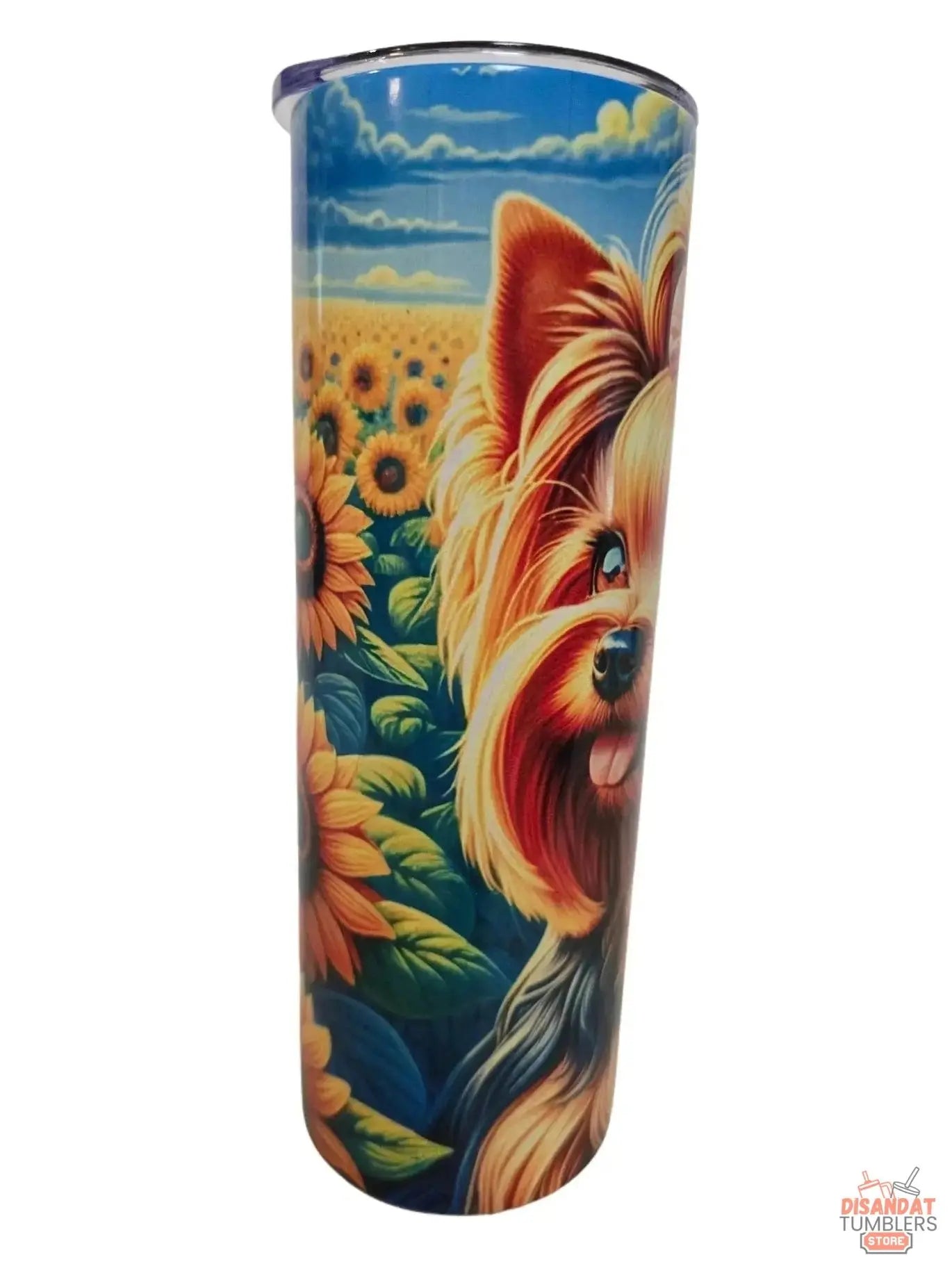 Sunflowers with Adorable Yorkie 20oz Tumbler DisAnDat