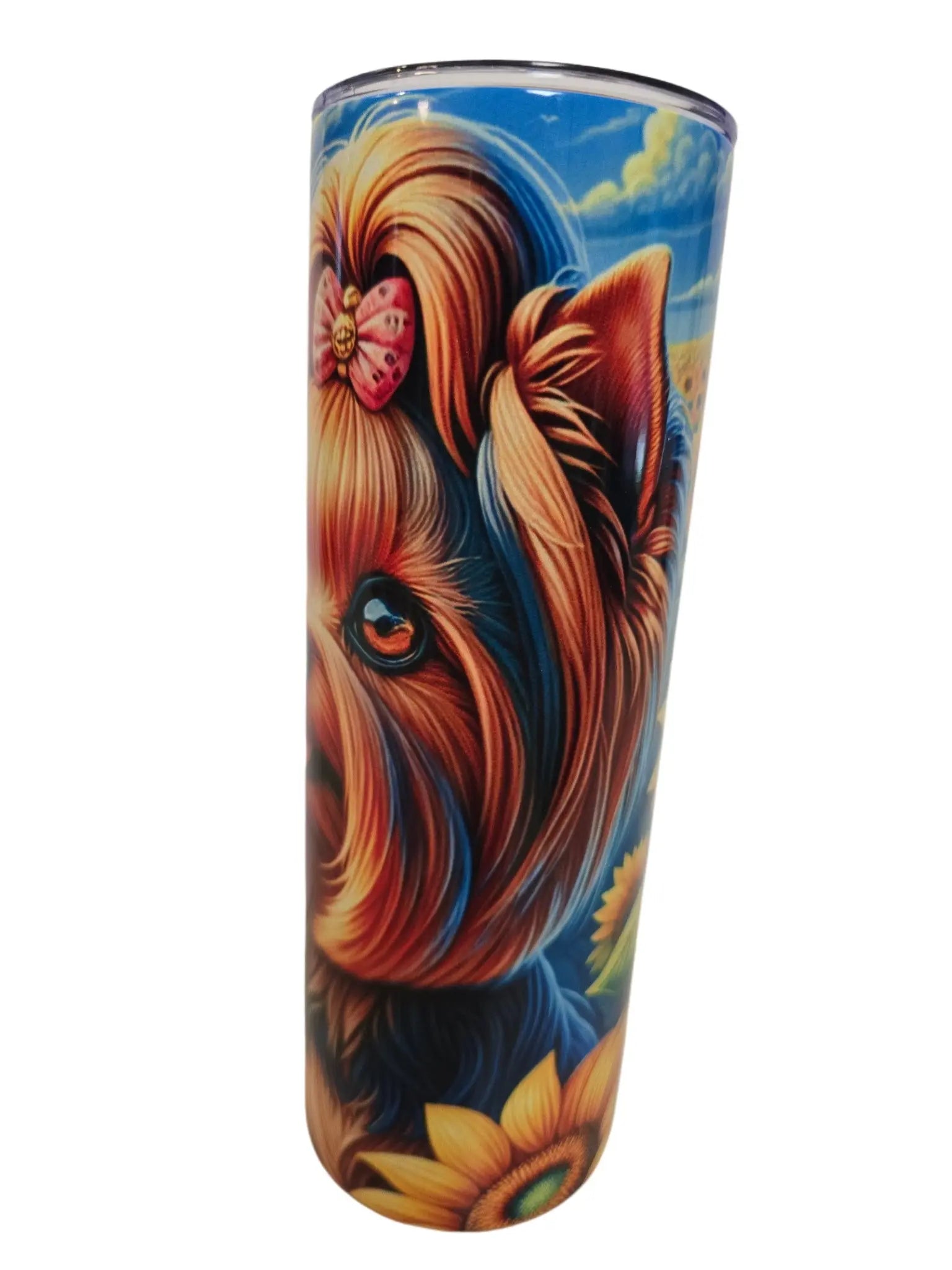 Sunflowers with adorable Yorkie 20oz Tumbler Dis An Dat