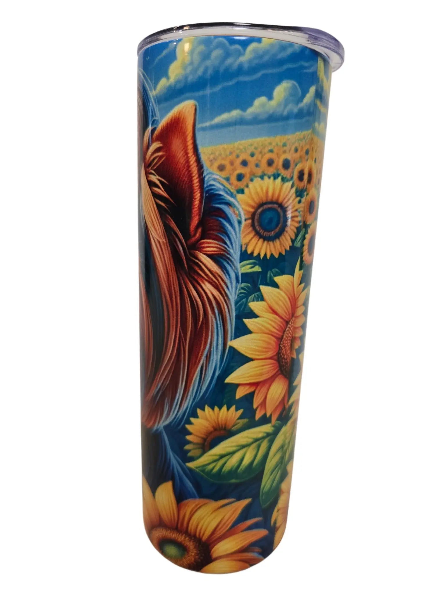 Sunflowers with adorable Yorkie 20oz Tumbler Dis An Dat