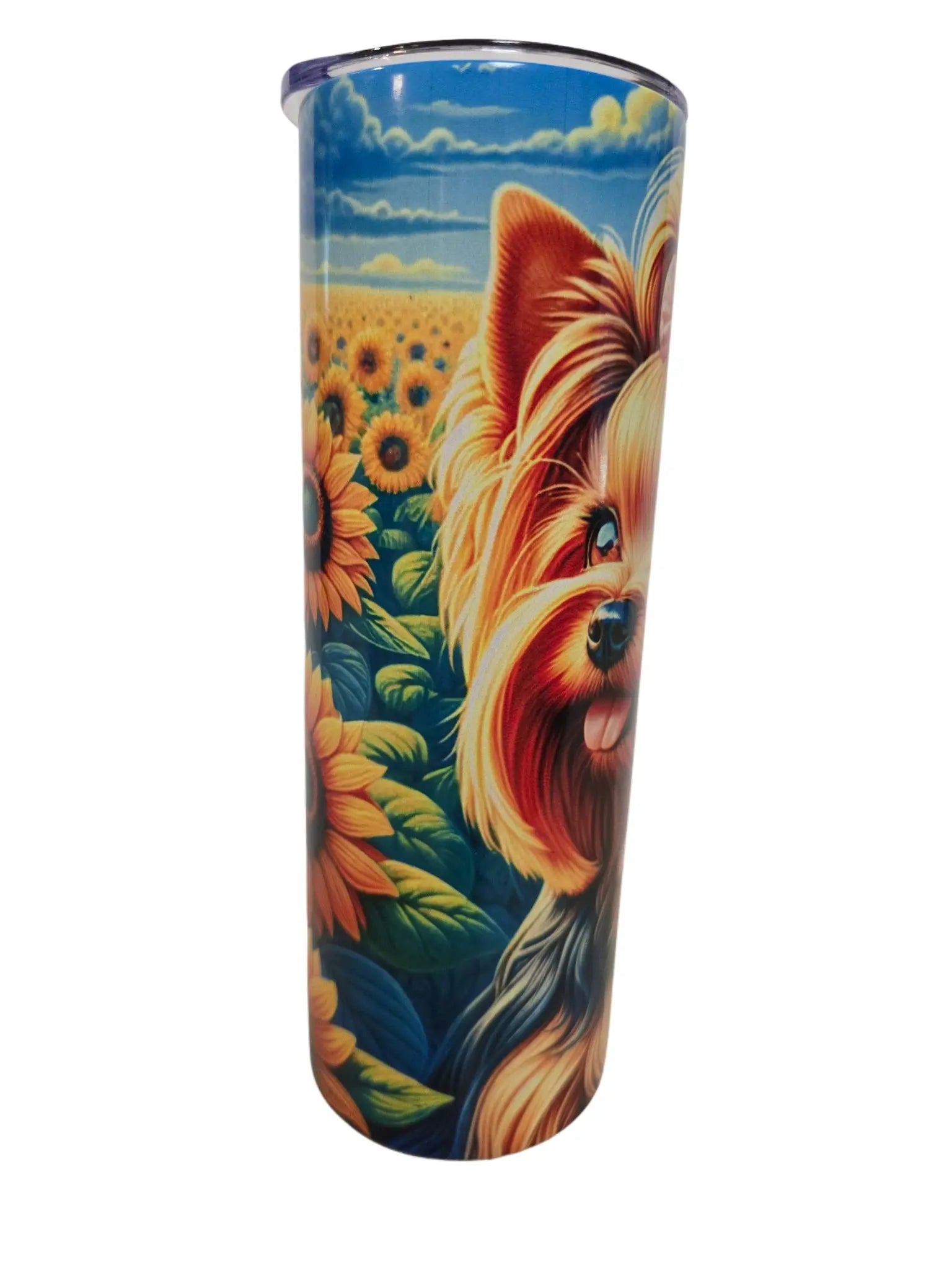 Sunflowers with adorable Yorkie 20oz Tumbler Dis An Dat