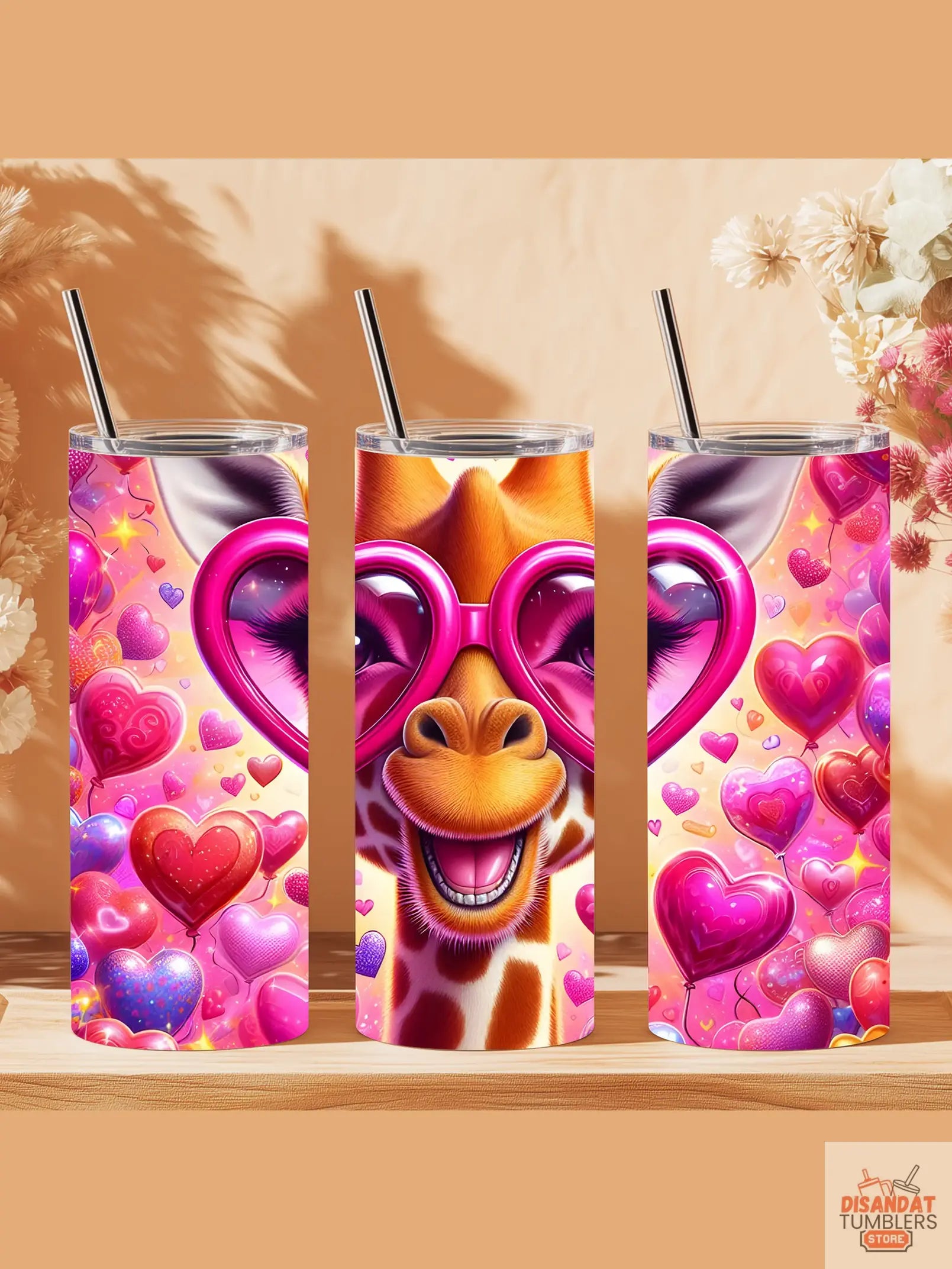 Valentine Heart Giraffe 20oz Tumbler - Dis An Dat Tumbler Store