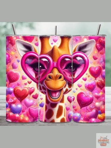 Valentine Heart Giraffe 20oz Tumbler - Dis An Dat Tumbler Store