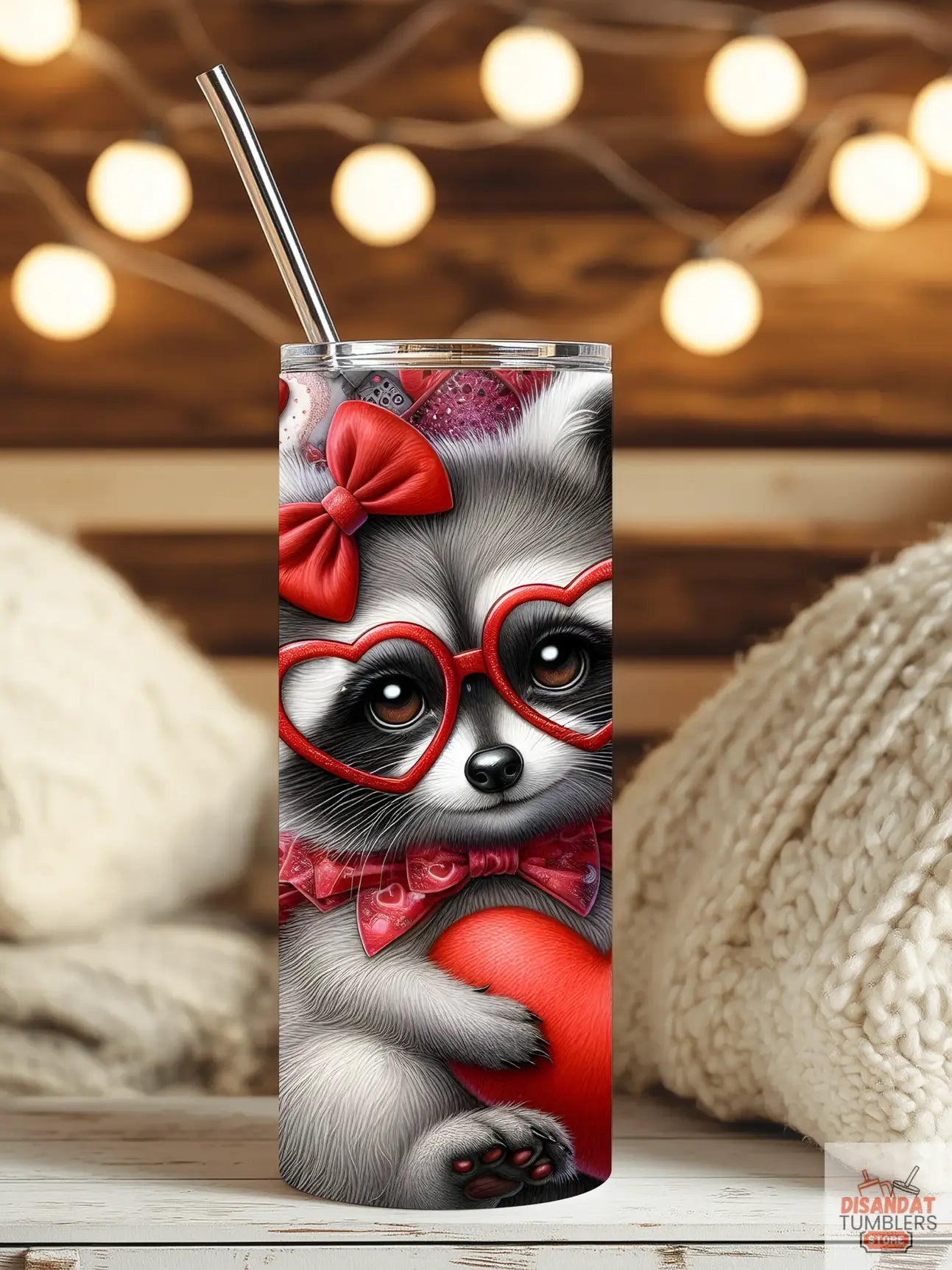 Valentines Raccoon 20oz Tumbler - Dis An Dat Tumbler Store