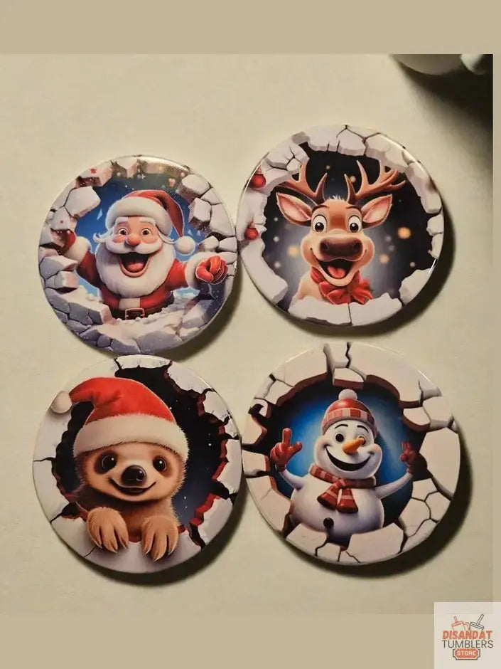Winter Holiday Characters 3 Inch Round Coasters Dis An Dat Tumbler Store