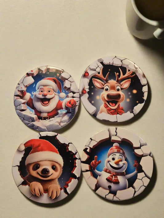 Winter Holiday Characters 3 Inch Round Coasters Dis An Dat Tumbler Store