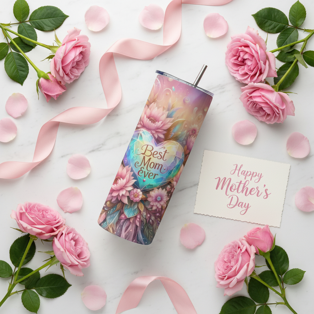 Best Mom Ever Tumbler Gift Flat Lay