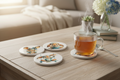 Blue bunny coasters coffee table lifestyle