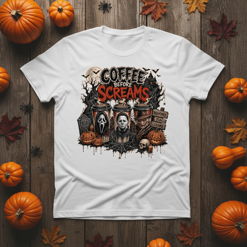 Coffee Before Screams - White Flat Lay