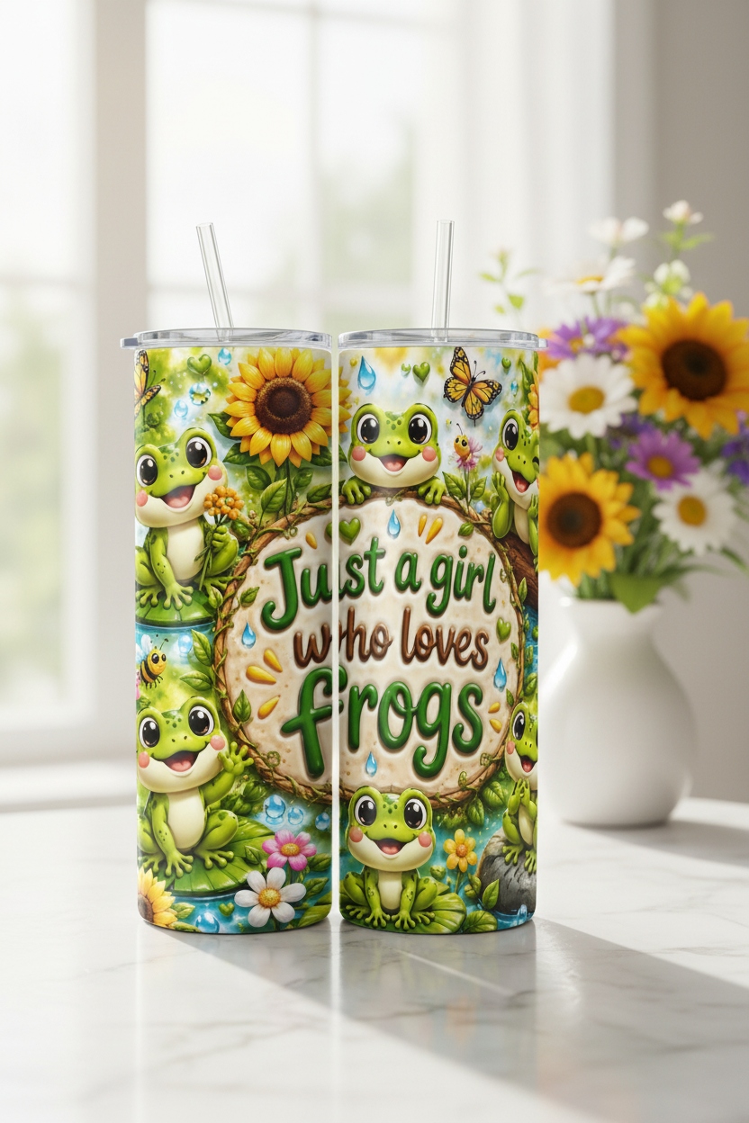 Just a Girl who loves frogs tumbler mockup