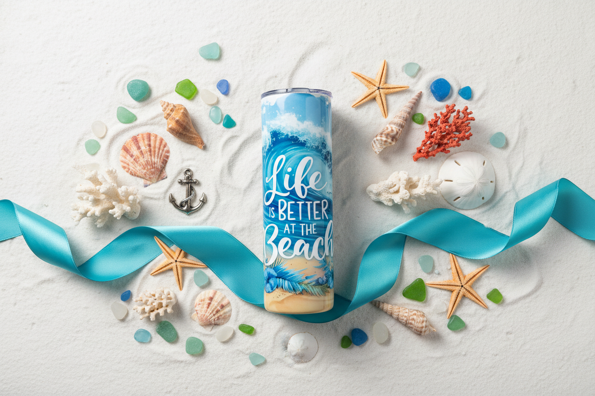 Life is Better at the Beach flat lay lifestyle