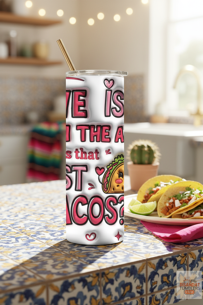 Love or Tacos tumbler kitchen lifestyle