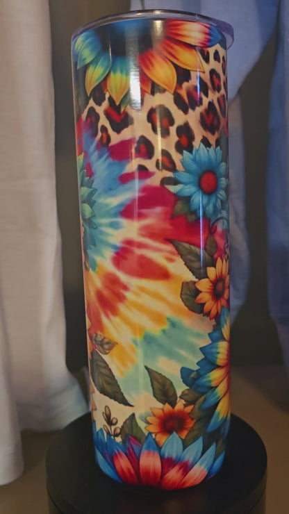 Colorful Sunflowers/ Cheetah 20oz Tumbler