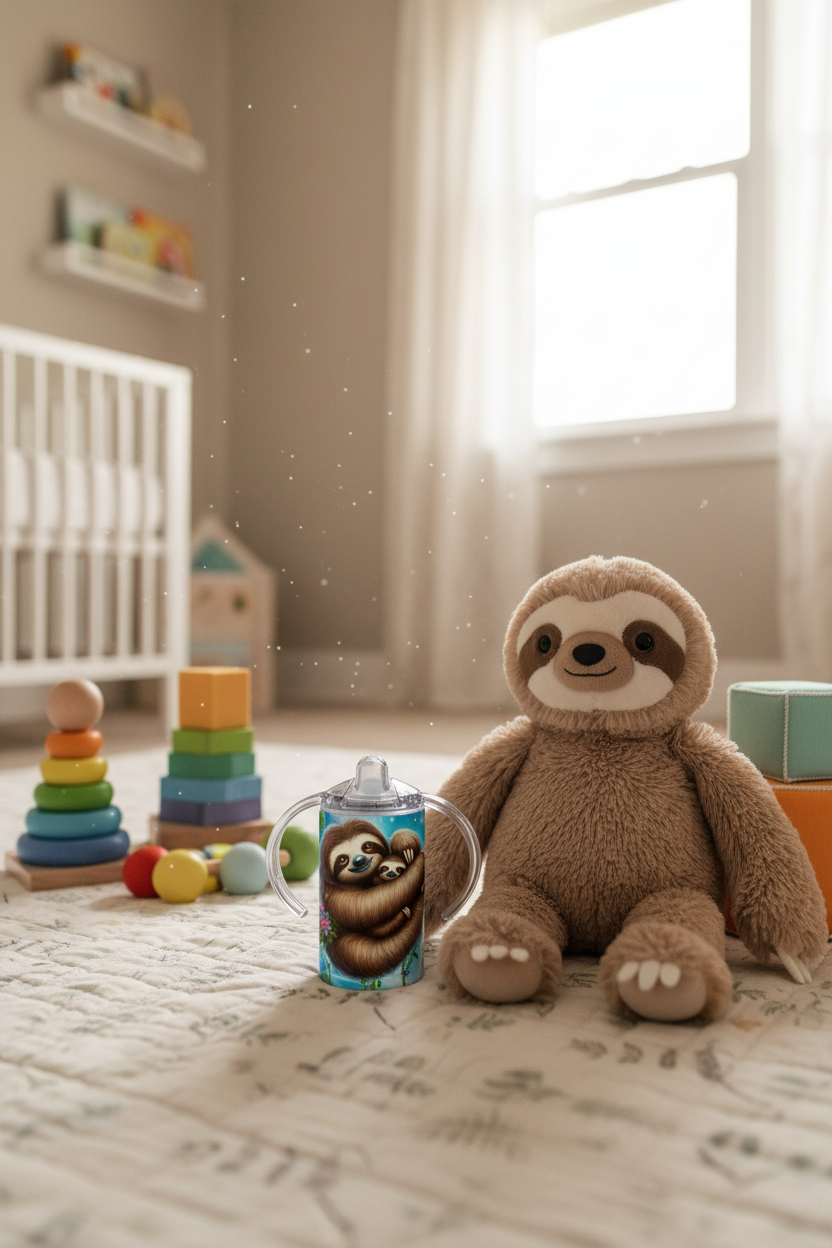 Sloth sippy cup nursery lifestyle