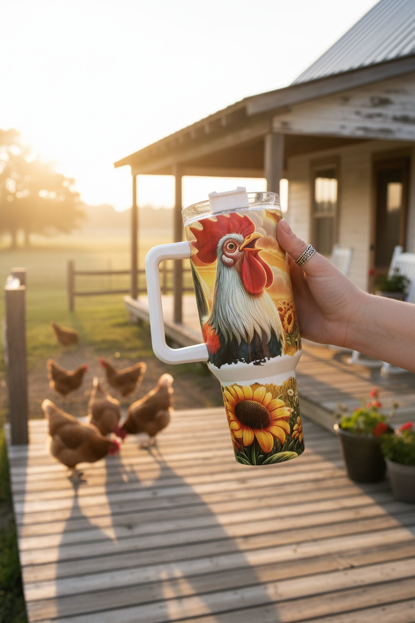Sunrise Rooster Tumbler - Outdoor