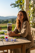 Teal Highland Cow 40oz tumbler farmhouse porch lifestyle
