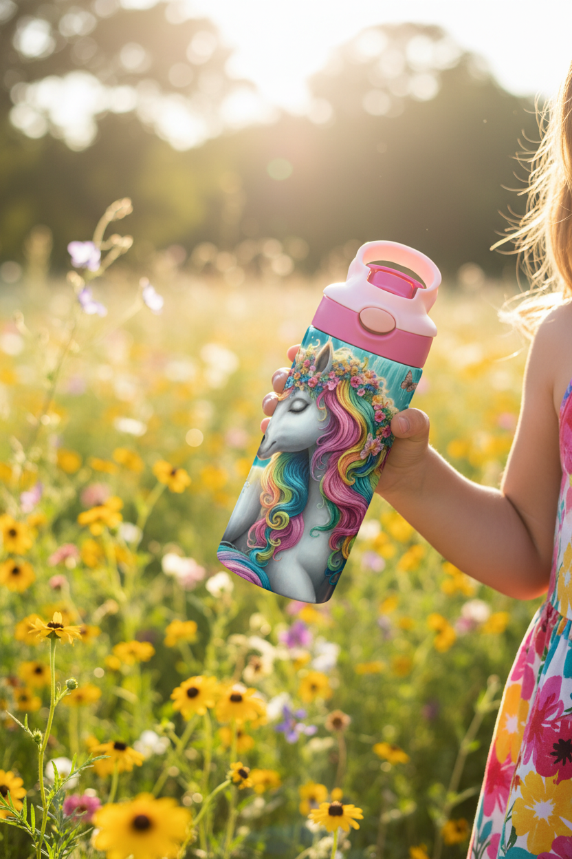 Unicorn tumbler meadow lifestyle