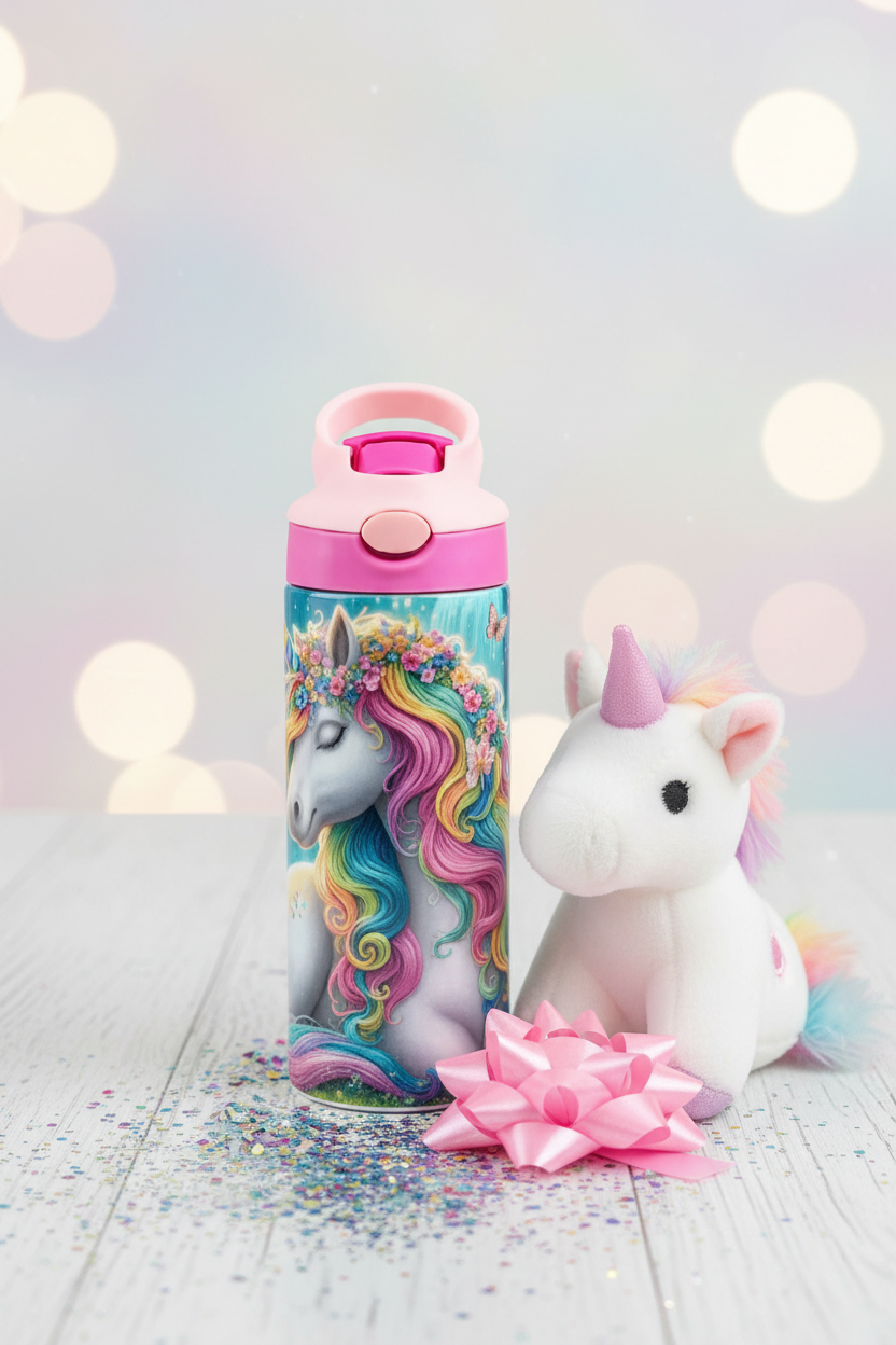 Unicorn tumbler table lifestyle