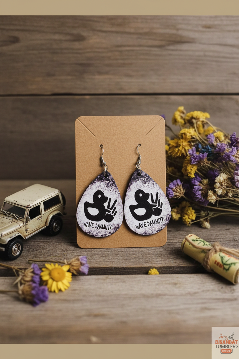 Wave Dammit earrings flat lay lifestyle